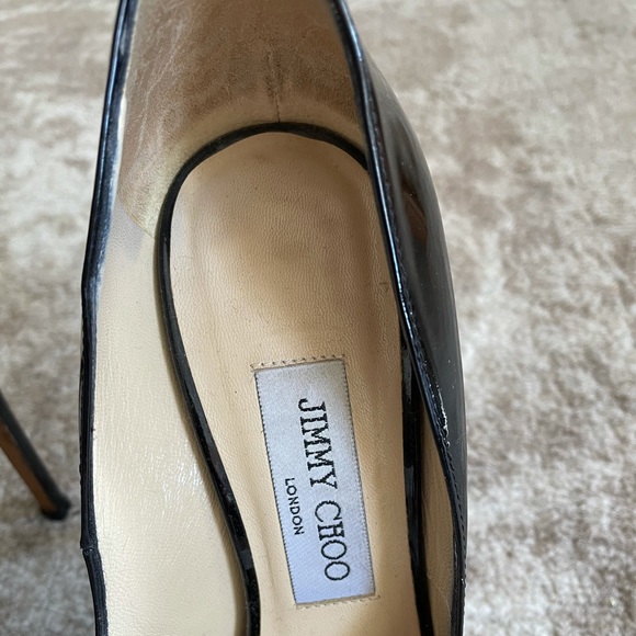 JIMMY CHOO Luna Peep Toe Patent Platform Pump - Picture 6 of 12